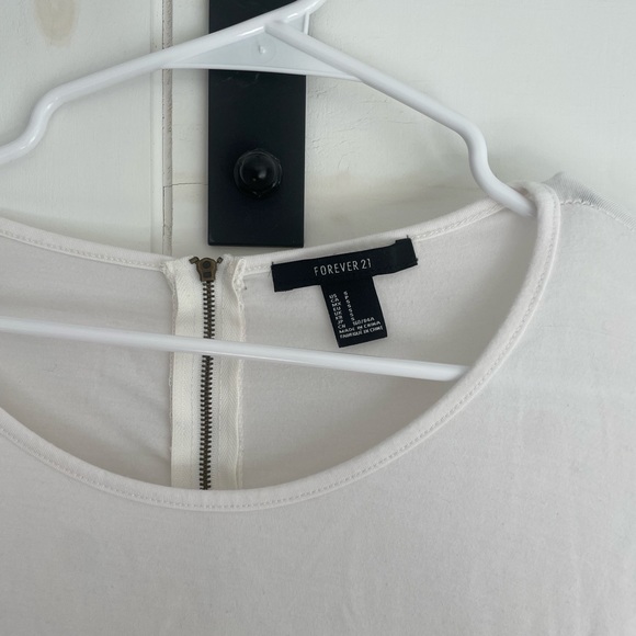Forever21 White Long Sleeve Shirt with Zipper Back - Picture 2 of 5